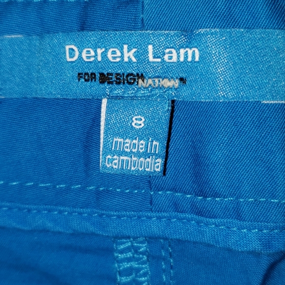 NWT DEREK LAM Pretty Bright Aqua Blue Cropped Pants - Picture 5 of 7